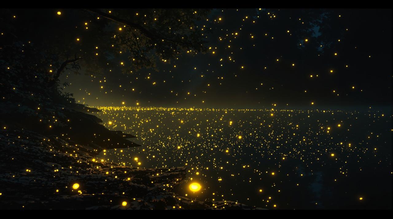 追剧猫 - 菊花园里的萤火虫之夜：仲夏梦幻光影